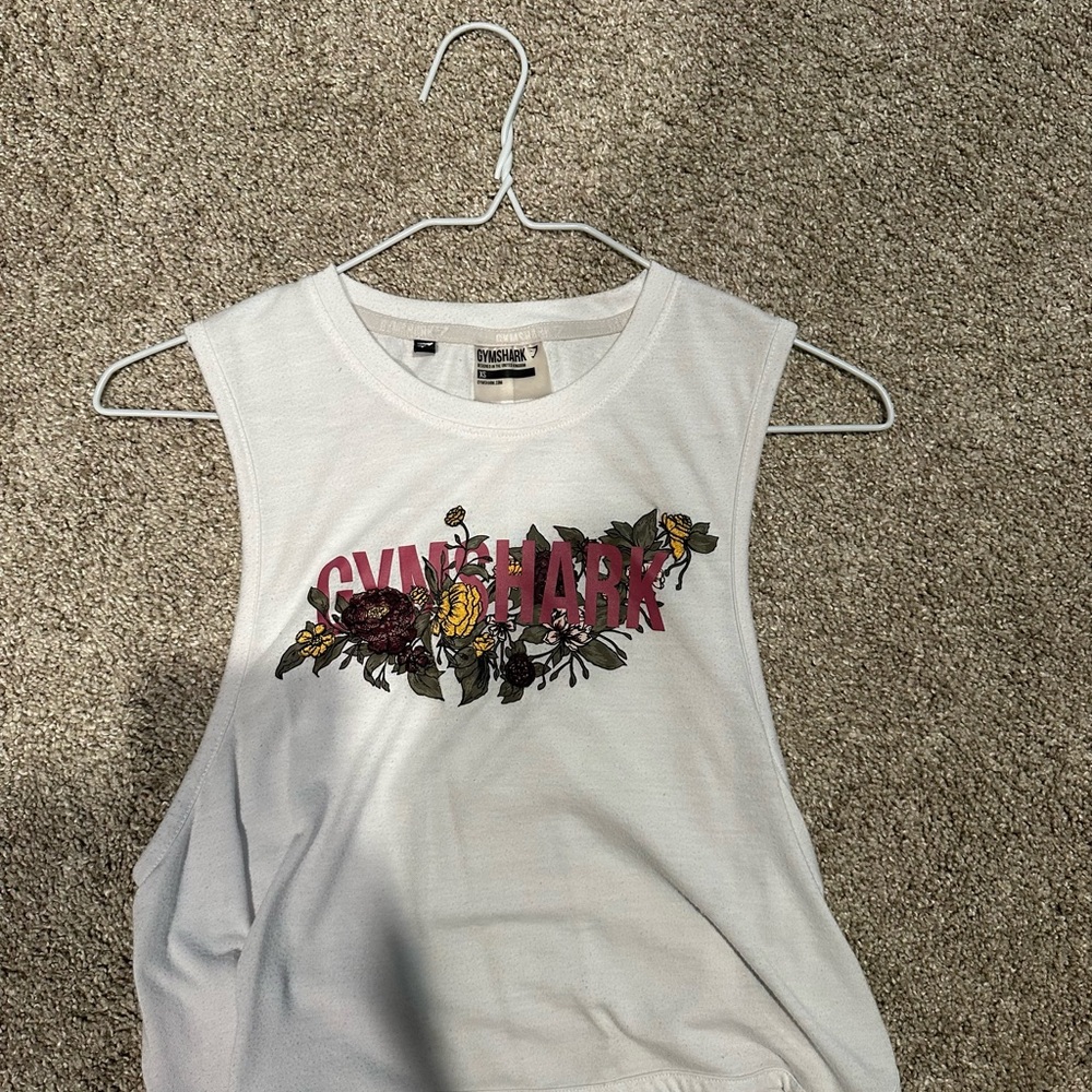 Gymshark White Floral Tank Top